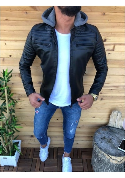 Oliggopol Erkek Deri Mont Ceket Beckham Model 2019 New Season.Vol.29 Siyah