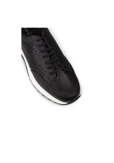 Deery Hakiki Deri Siyah Erkek Sneaker Ayakkabı - 01984Msyhe02 Siyah