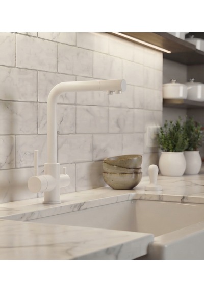 L Model Arıtmalı Eviye Bataryası Beyaz
