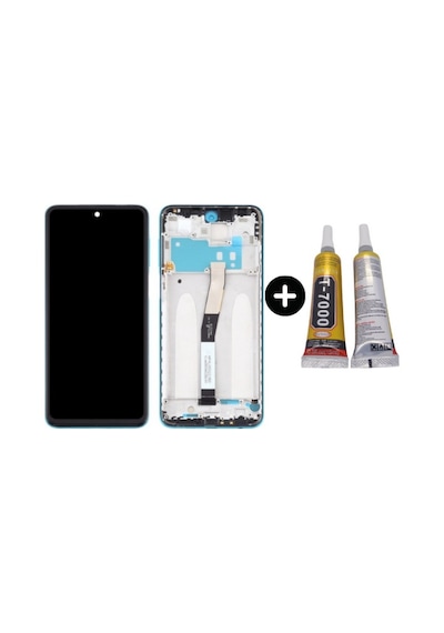 Xiaomi Redmi Note 9s Uyumlu Çıtalı Lcd Ekran Dokunmatik Mavi + B7000