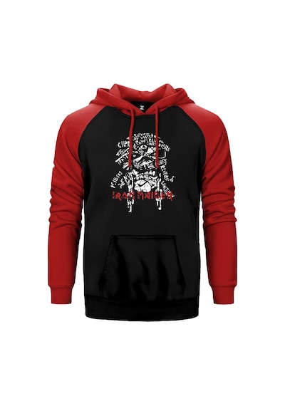Iron Maiden Long Sleeve Kırmızı Renk Reglan Kol Kapşonlu Sweatshirt Kırmızı