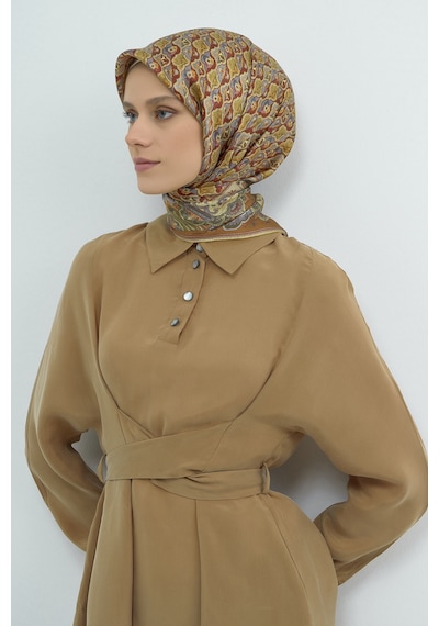 Armine Saf İpek Sura Eşarp-2026 İlkbahar-yaz- 951800d Taba-yeşil