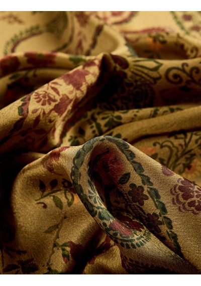 Koton Saten Kumaş Çiçekli Kare Fular Bandana Yeşil 7wak50080aa