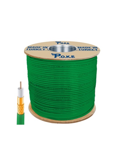 Anten Kablosu Rg6/u4 1.02 80tel Yeşil 500mt Poke Pk-1050