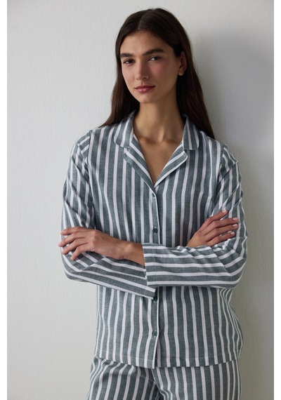 Penti Koyu Yeşil Lazy Morning Çizgili Pamuklu Gömlek Yaka Pijama Takımı Pnl0cyg025sk-dg14 Dg14 Penti Koyu Yeşil Lazy Morning Çizgili Pamuklu Gömlek Yaka Pijama Takımı Pnl0cyg025sk-dg14 Dg14