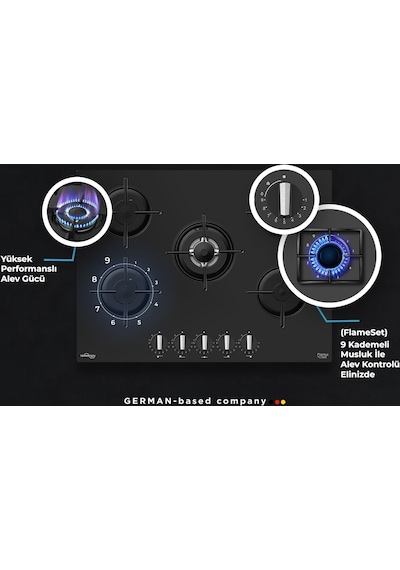 Tommatech TAO7001BG Wok Gözlü Ankastre Gazlı Ocak 70 Cm