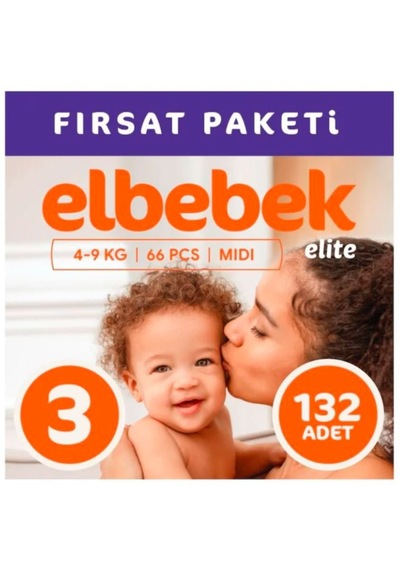 Elbebek Elite Bebek Bezi 3 Numara Midi Fırsat Paketi 132 Adet 2'li