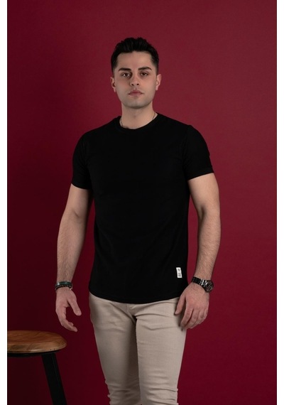Slimfit Kendinden Desenli Erkek Penye T-Shirt