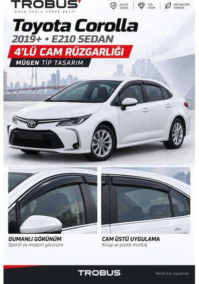 Plus Toyota Corolla Cross Suv 2022 Sonrası Uyumlu Mügen Cam Rüzgarlığı 4'lü