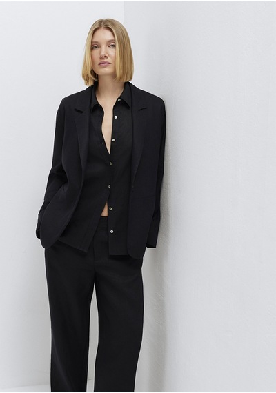 Mavi - Siyah Keten Blazer 1110850-900