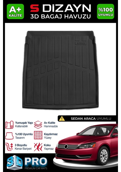S-dizayn Vw Passat B7 3d Pro Bagaj Havuzu 2010-2015 A+ Kalite