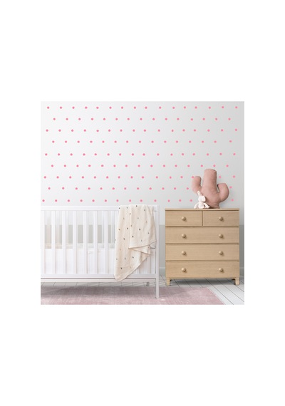 2,5cm Ebadında 240 Adet Yuvarlak - Puantiye Sticker Bebe Pembe