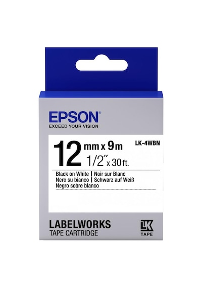 Epson Lk-4wbn Standart Beyaz Üzeri Siyah 12mm 9metre Etiket