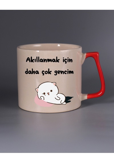 Renkli Kulplu Bardak - Genç Kırmızı