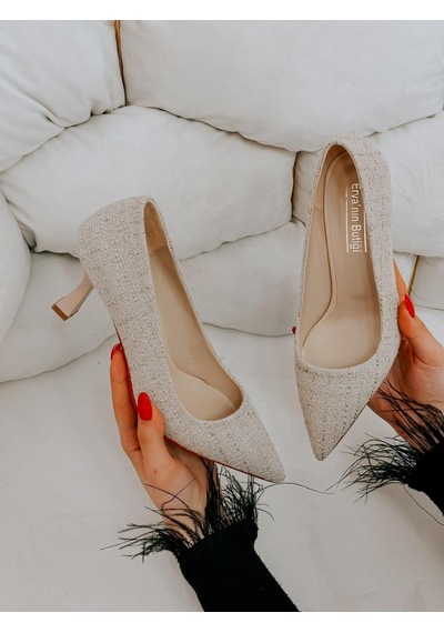 Ervanın Butiği Bej Tüvit Freda Kadın Stiletto-3864
