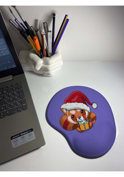 Noel Tilki Desenli Bilek Destekli Mouse Pad Mousepad