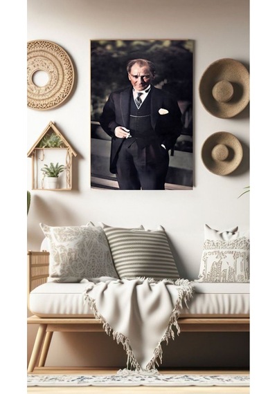 Atatürk Takım Elbise Canvas Tablo Kanvas Hediyelik Duvar Dekarasyon Duvar Süsü Ölçü Seçmeyi Unutmayı