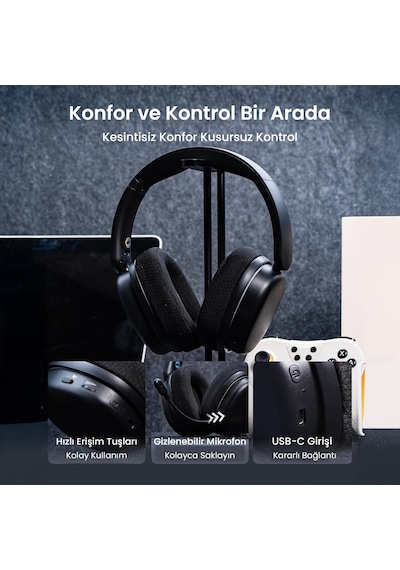 Aula G7 Pro Tri Mode Kablosuz Rgb Gaming Mikrofonlu Oyuncu Kulaklığı 7.1 Surround Ses 40mm Driver Düşük Gecikme E-spor Kulaklık Siyah