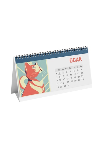 Kedi Temalı Poster Masaüstü Takvimi-2216
