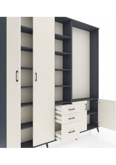 Arges Dolap 13 Raflı 3 Çekmeceli 4 Kapaklı 220x30x243 Antrasit-aytaşı/aytaşı Aytası/aytası Arges Dolap 13 Raflı 3 Çekmeceli 4 Kapaklı 220x30x243 Antrasit-aytaşı/aytaşı Aytası/aytası