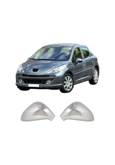 Peugeot 207 Uyumlu 2006-2012 Krom Ayna Kapağı 2 Parça Paslanmaz  Çelik