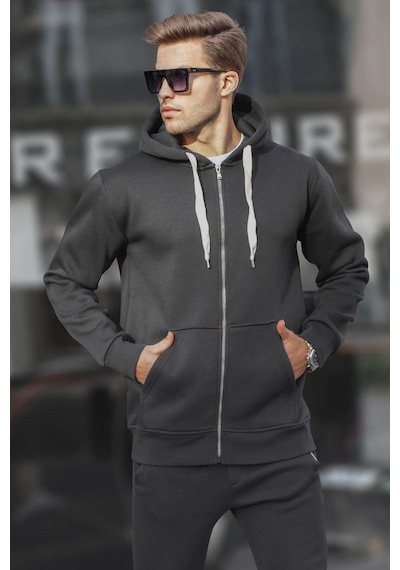 Madmext Siyah Kapüşonlu Regular Fit Erkek Sweatshirt 6140-siyah Siyah