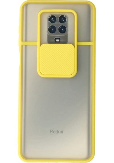 Redmi Note 9 Pro Kılıf Palm Buzlu Kamera Sürgülü Silikon - Sarı Düz Renkli