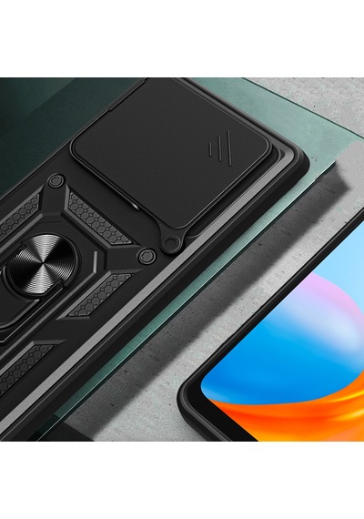 Maks Technology Redmi Note 15 Pro Kılıf Magnetik Standlı Kamera Korumalı Mkst Sürgülü Vega Kapak - Siyah