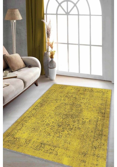 Hardal Vintage Kaymaz Taban Makinede Yıkanabilir Halı Kr028n11