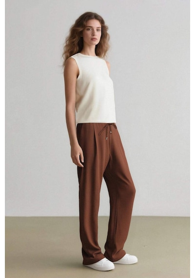 DeFacto 	Jogger Pantolon Keten Görünümlü Cepli Yüksek Bel Düz Paça R0433AZ25SPBN519