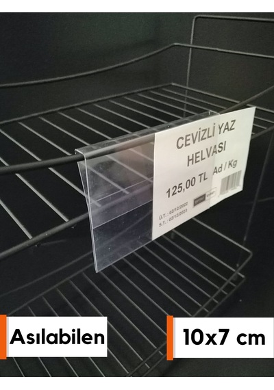 10 Adet Pvc Şeffaf Etiketlik 10x7 Cm Tele Cama Geçme Asma Takılan