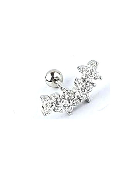 Zirkon Taşlı 925ayar Gümüş Çiçek Yay Tragus Kıkırdak Helix Piercing Gümüş