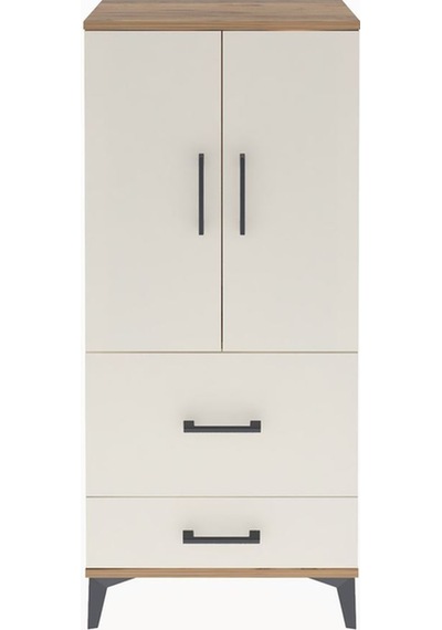 Arges Dolap Tek Raflı 2 Çekmeceli 2 Kapaklı 60x30x134 Çam-aytaşı Çam
