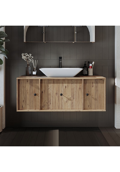 Gusto Ayaksız Lavabolu Mdf 120 Cm Çekmeceli Banyo Dolabı Atlantik Atlantik Çam