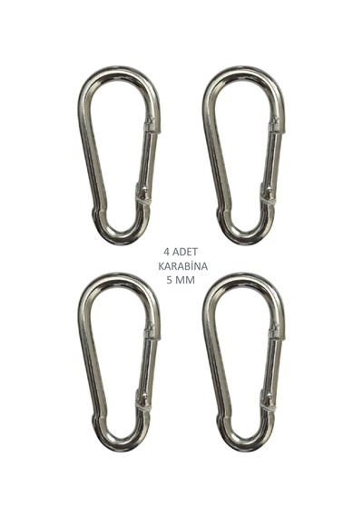 Galvanizli Karabina, 5 Mm, Askı, Çengel, Kanca, Anahtarlık 4 Adet