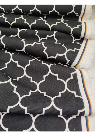 Geometrik Desen Duck Keten Kumaşı