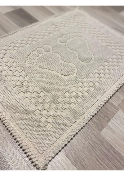 Pamuk Kilim Dokuma Süper Emici Banyo Ayak Paspası &amp Havlusu 40x60 Cm, Bej Diğer