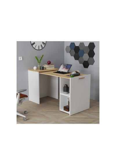 Minimalist Tasarım Katlanabilir Çalışma Masası Raflı & Ergonomik Beyaz - Safir Meşe - 700929845 Beyaz - Safir Meşe Minimalist Tasarım Katlanabilir Çalışma Masası Raflı & Ergonomik Beyaz - Safir Meşe - 700929845 Beyaz - Safir Meşe