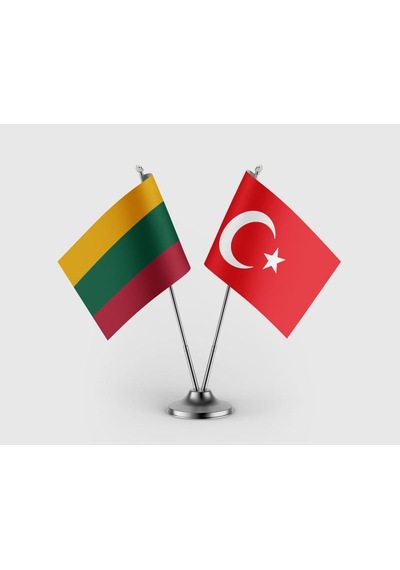 Litvanya Ve Türkiye Bayrağı İkili Saten Masa Bayrağı Takımı Diğer