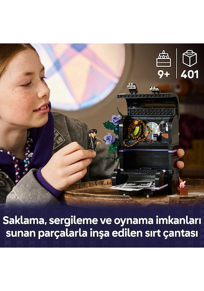 LEGO® Wednesday Sırt Çantası 76787 - 9 Yaş ve Üzeri Çocuklar için Mini Bebek Figürü İçeren Yaratıcı Oyuncak Yapım Seti (401 Parça)