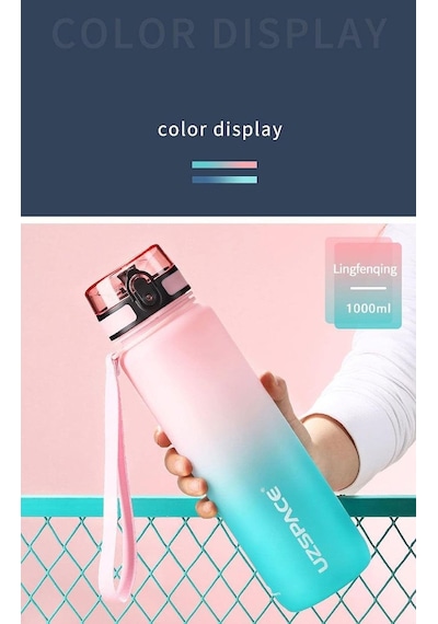 Fiftyfifty 1000ml Büyük Boy Çift Renk Softtouch Ff Collection Tritan Su Matarası Pembe-yeşil Diğer