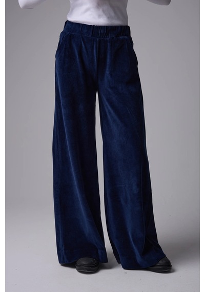 Defys Kadın Bol Paça Cepli Kadife Oversize Fit Pantolon Lacivert - 595424688 Lacivert