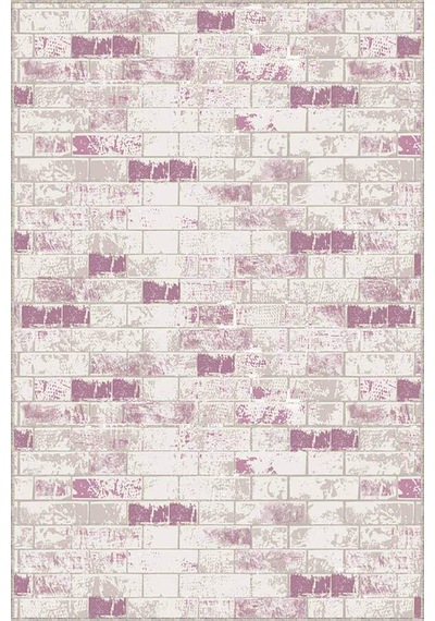 Pembe Taş Desenli Kaymaz Tabanlı Dekoratif Halı Tl03n11