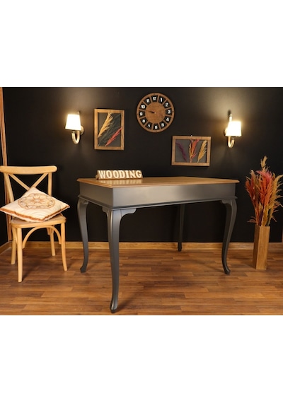 Wooding-Mobilya Wooding 100 Cm Masif Antrasit Naturel Yemek Masası
