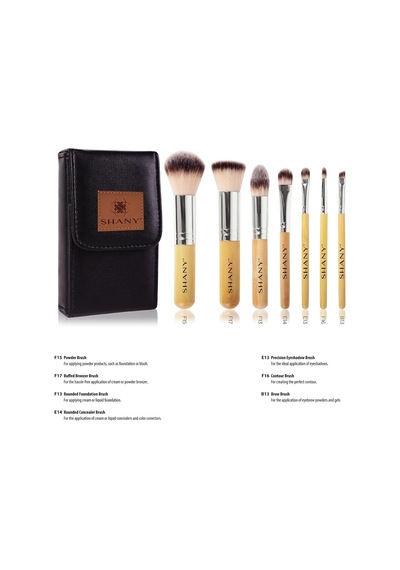 I Love Bamboo - 7 Parça Petite Pro Bambu Fırça Seti, Taşıma Çantalı Çok renkli