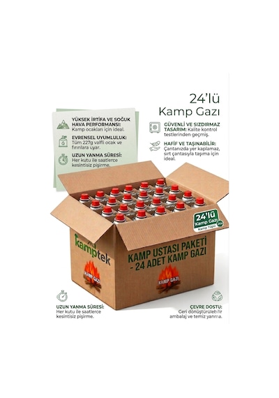 24 Adet Steel / Strong Kamp Gazı 400 Ml 227 Gr Bütan Propan Gaz Kamp Ocakları İle Uyumlu Renkli