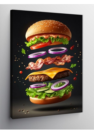 Kanvas Tablo Katmanlı Burger Lezzeti 70cmx100cm