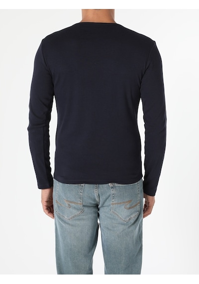 Colin's Slim Fit Bisiklet Yaka Erkek Lacivert Uzun Kol Tişört CL1051052_Q1.V1_NAV