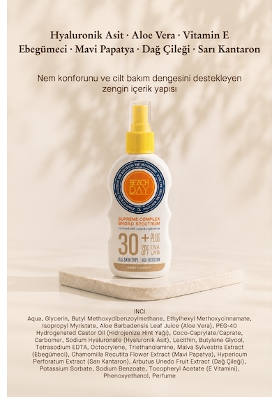 Beach Day Supreme Complex Milk Güneş Sütü Sprey SPF30+ 150 ML