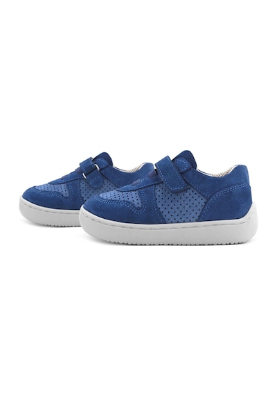 Rakerplus Bob Hakiki Deri Mavi Barefoot Cırtlı Lastikli Bebek Sneaker Ayakkabı